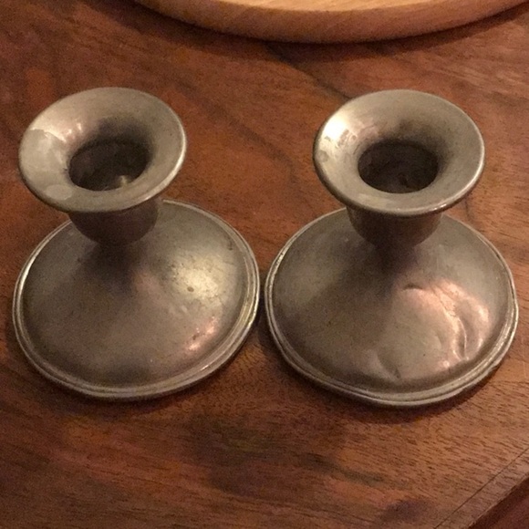 Revere Pewter VTG Pair Of 2 Candle Holders Weighted Pewter Set Round - Picture 11 of 13